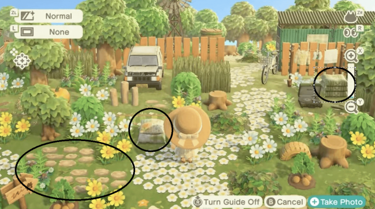 Animal Crossing: looking for the path code for the circled items, TIA!