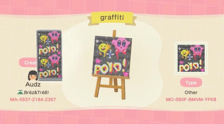 Animal Crossing: more kirby! this time graffiti panels! Looks best on silver.